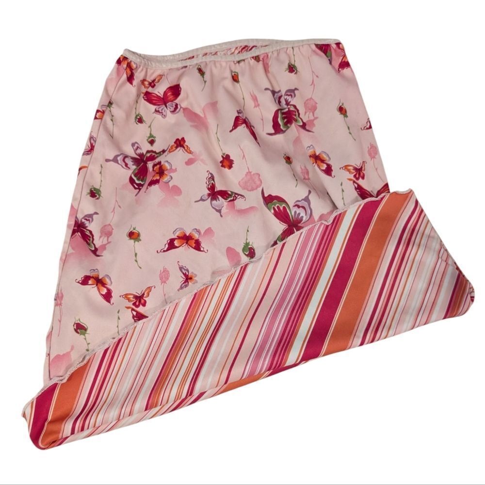 Vintage Girls Y2K Cherokee Reversible Butterfly Stripe Print Skirt Size 7/8